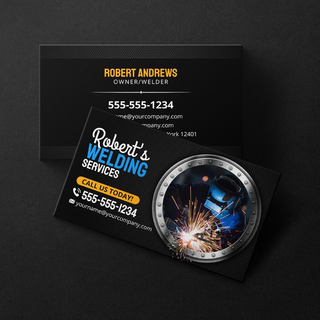 Sleek Welder Welding Metal Fabricator Metalwork Business Card (Creator Uploaded)