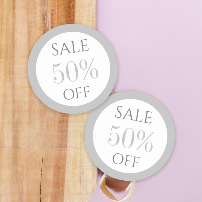 Sleek white and grey store promotion sale sticker (Creator Uploaded)