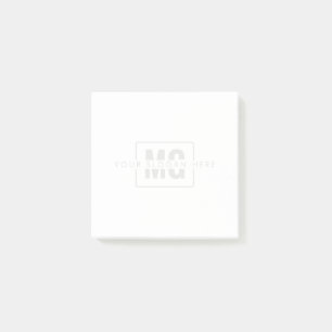 Sleek White Professional Modern Monogram Watermark Post-it Notes