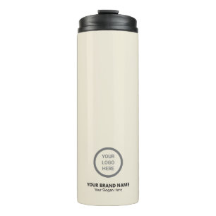 Sleek White Theme Business Logo Branded Giveaway Thermal Tumbler