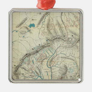 Sleem's Map of Central Alaska Metal Tree Decoration
