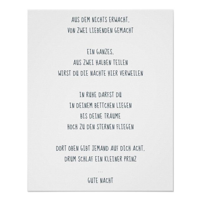 "Sleep a little prince" Poster (Front)