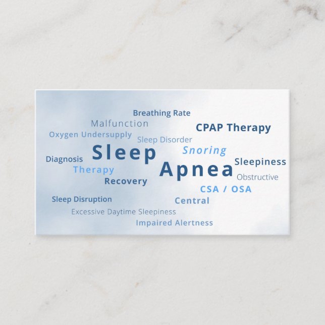 Sleep apnoea cpap machine therapy CSA OSA Business Card (Front)