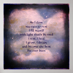 Sleep blessing poem art poster. poster