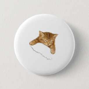 Sleep Cat Graphic, Vintage Cat Lover Tee,cute Cozy 6 Cm Round Badge