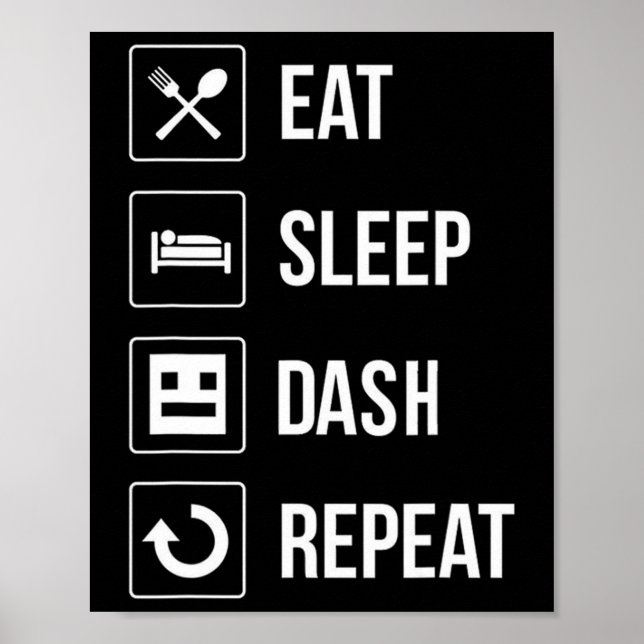 Sleep Dash Repeat Video Game Geometry Video Gamer  Poster (Front)