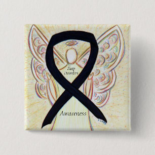 Sleep Disorders Awareness Angel Black Ribbon Pin