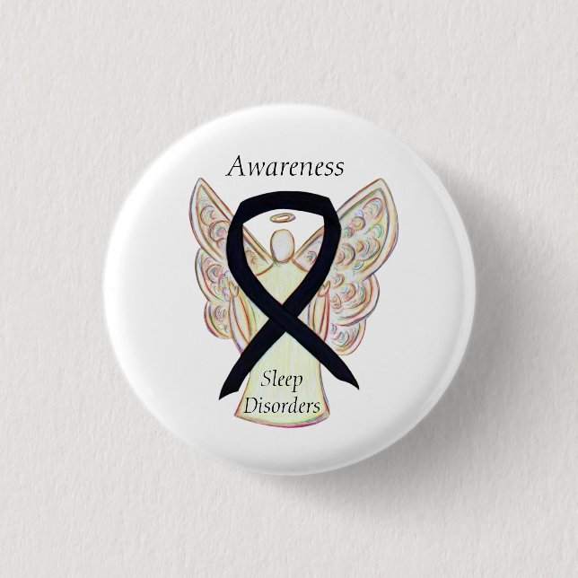 Sleep Disorders Awareness Angel Black Ribbon Pin (Front)