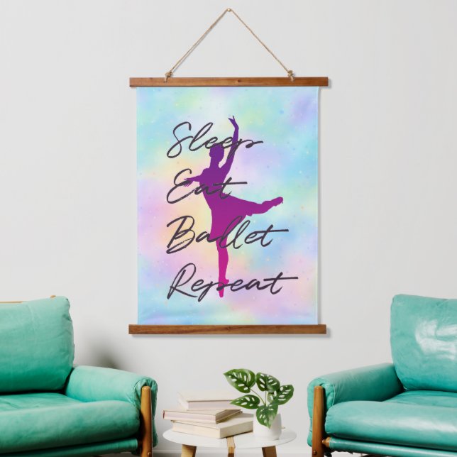 Sleep Eat Ballet Repeat Hanging Tapestry – Rainbow (Living Room)