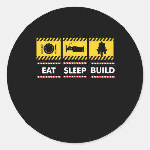 Sleep Eat Build Repeat Building Blocks Bricks Classic Round Sticker