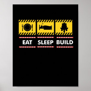 Sleep Eat Build Repeat Building Blocks Bricks Poster