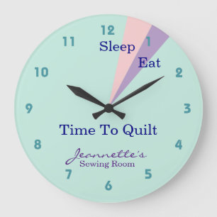 Sleep Eat Quilt Quilting Room Large Clock