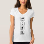 Sleep Eat Shop Repeat T-Shirt<br><div class="desc">Typical holiday routine. The words "Sleep" "Eat" "Shop" "Repeat" written in festive font with a symbol icon for each category.</div>