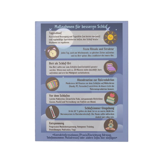 Sleep Hygiene Information Sheets for Clients/Patie Notepad (Rotated)