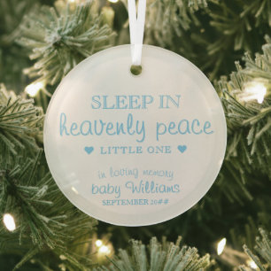 Sleep In Heavenly Peace Baby boy Loss Remembrance Glass Tree Decoration