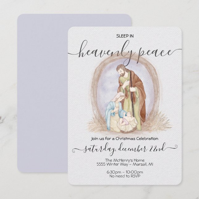 Sleep in Heavenly Peace Nativity Christmas Invitation (Front/Back)