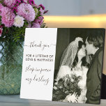 Sleep in Peace Script Photo Remembrance Plaque<br><div class="desc">Elegant photo remembrance plaque in loving memory of your partner. The remembrance wording is fully editable and currently reads "thank you for a lifetime of love and happiness sleep in peace my darling". It is lettered in handwritten script and uppercase typography. You can keep or personalise as much of the...</div>