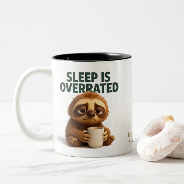 Sleep Is Overrated – Funny New Parent Mug (With Donut)