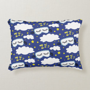 Sleep Masks Clouds and Yellow Stars Decorative Cushion