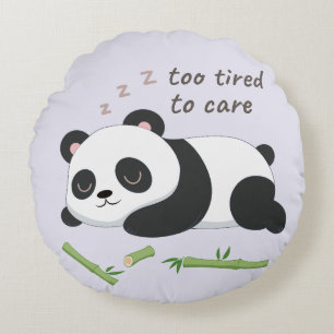 Sleep Mode Panda – Cute Lazy Bear Art Round Cushion