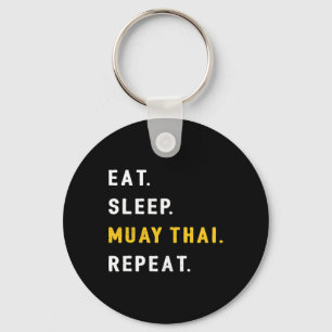 Sleep Muay Thai Funny Mma Kickboxing Eat Key Ring
