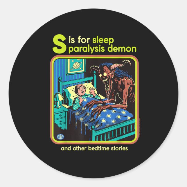 Sleep Paralysis Demon Sarcastic Retro Funny Adult  Classic Round Sticker (Front)