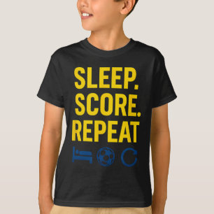 Sleep Score Repeat Soccer Fan Novelty Graphic T-Shirt