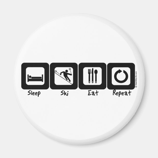 Sleep Ski Eat Repeat Magnet (Front)