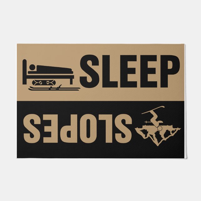Sleep Slope Doormat, Ski Lodge Decor Welcome Doormat (Front)
