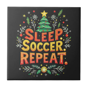 Sleep Soccer Repeat Christmas Tree Soccer Lover  Tile