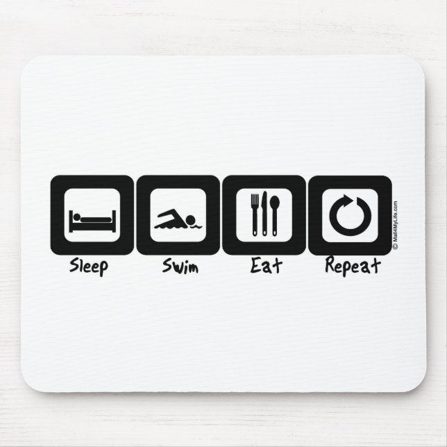 Sleep Swim Eat Repeat Mouse Mat (Front)