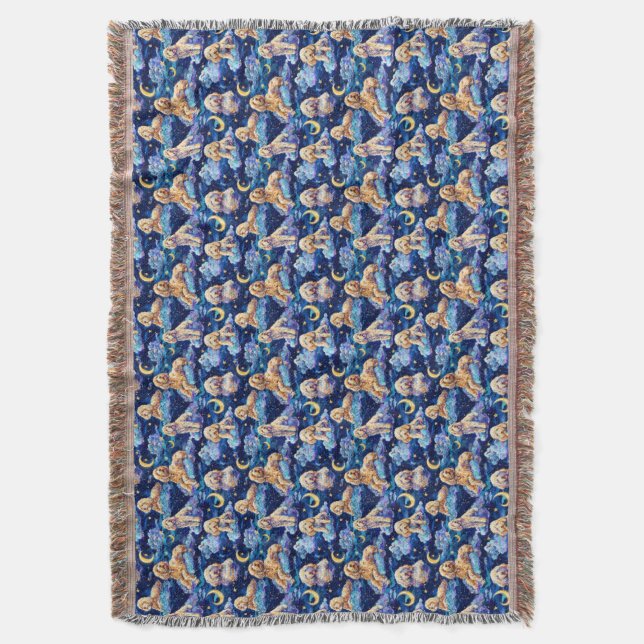 Sleep Toile de Jouy Throw Blanket - Goldendoodle (Front Vertical)