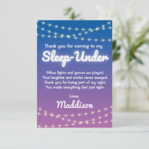 Sleep Under Half Sleep Over Lights Party Thank You Card