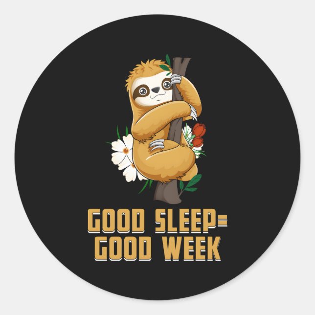 Sleep Week Introvert Sloth Antisocial Lazy Classic Round Sticker (Front)