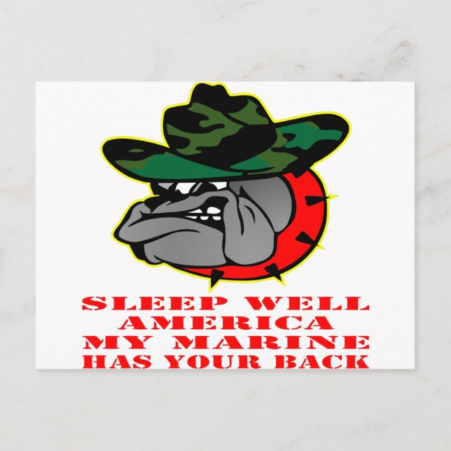 Sleep Well America My Marine Has Your Back USMC Postcard (Front)