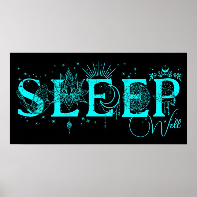 Sleep well spiritual wall art Stars Lotus moon  (Front)