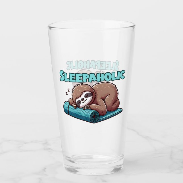 Sleepaholic - Sleeping Sloth On Yoga mat  Glass (Front)