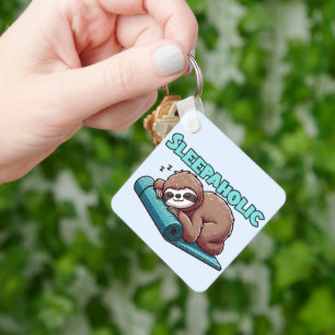 Sleepaholic - Sleeping Sloth On Yoga mat Key Ring