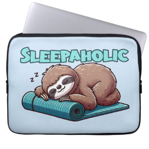 Sleepaholic - Sleeping Sloth On Yoga mat  Laptop Sleeve