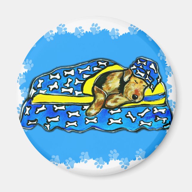Sleeping Airedale Magnet (Front)