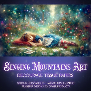 Sleeping Alice In Enchanted Forest Decoupage Tissue Paper