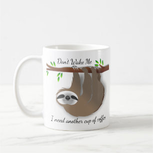 Sleeping and Awake Brown Sloths on Tree Branch Coffee Mug
