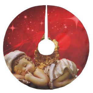 Sleeping Angel Baby Jesus Christmas Brushed Polyester Tree Skirt