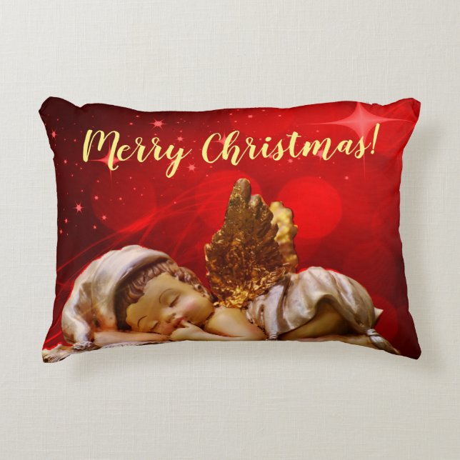 Sleeping Angel Baby Jesus Christmas Decorative Cushion (Front)