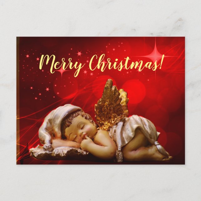Sleeping Angel Baby Jesus Christmas Postcard (Front)