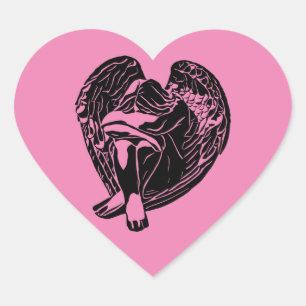 Sleeping Angel Girl Fantasy religious abstract art Heart Sticker