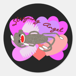 Sleeping Angel Sock Monkey Classic Round Sticker