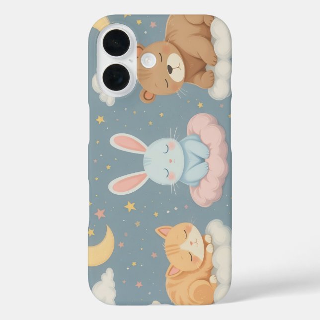 Sleeping Animals on Clouds iPhone/iPad Case (Back)