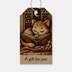 Sleeping Art Deco Style Cat Gift For You Custom Tags