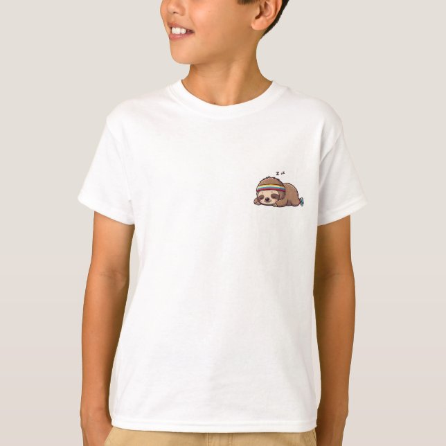 Sleeping Athletic Sloth Kids T-Shirt (Front)